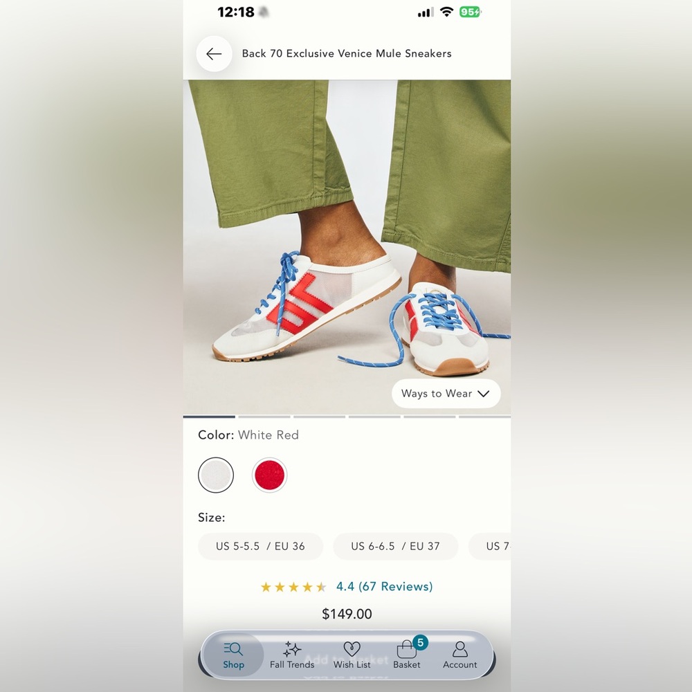 Back 70 Venice White & Red Mule Sneakers